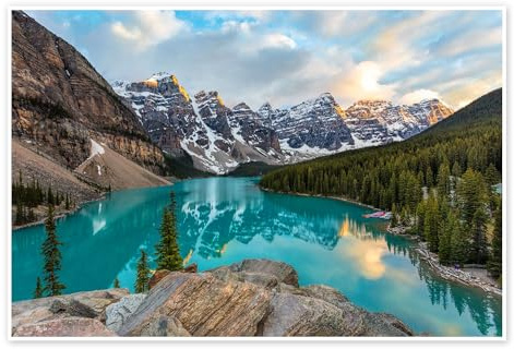 Posterlounge Moraine Lake in Alberta, Kanada Poster | 120 x 80 cm von Mike Centioli Wandbilder Wanddeko