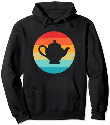 Teekanne Silhouette Retro Vintage Sonnenuntergang 70er 80er Jahre Used-Look Pullover Hoodie