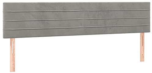 vidaXL Kopfteil, Bettkopfteil mit Holzbeinen, Höhenverstellbar Polsterkopfteil für Bett, Betthaupt Bettzubehör Schlafzimmer, Hellgrau 180x5x78/88cm Samt
