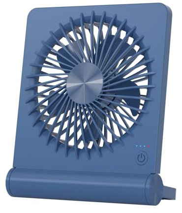 BIVBTP Desk Fan, USB Desk Fan With 2000mAh Rechargeable Battery,Powerful Super-Thin Small Table Fan, Electric Fans Cooling Quiet For Bedroom, Office, Outdoor, Traval-Blue