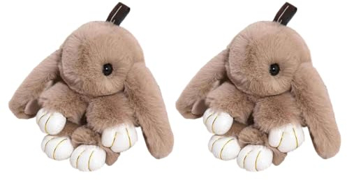 Verve Jelly Porte-clés lapin adorable porte-clés en fourrure artificielle douce porte-clés de voiture porte-clés de sac à main en fausse peluche pendentif lapin cadeau pour femmes filles