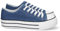 shoes&blues.es 74907-Zapatilla Plana para Mujer, de Doble Suela, Comoda, con Material de Lona, Estilo Bamba Casual, y Cierre de Cordones. Talla 39 Jeans