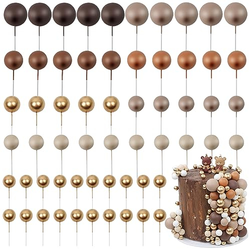 LARDUX 60 PCS Tortendeko Kugel - Backen Kuchen Dekorationen DIY Mini Ballon Cupcake Einsatz für Geburtstag Party Baby Dusche Hochzeit - Braun
