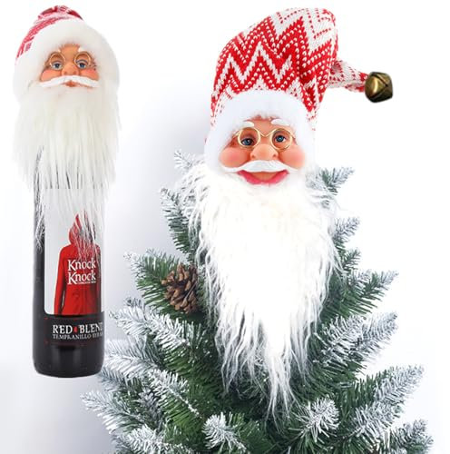 Saijer Weihnachtsbaumspitze Weihnachtsmann, Christbaumspitze Weihnachtsstern Baumspitze Weihnachten Weihnachtsbaum Spitzen Tannenbaum Spitze Weinflaschen Verpackung Weihnachtsbaumschmuck Tree Topper
