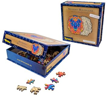 Philos 9085 - Artefakt Holzpuzzle 2 in 1 Löwe, 177 Teile, in magnetischer Klappschachtel
