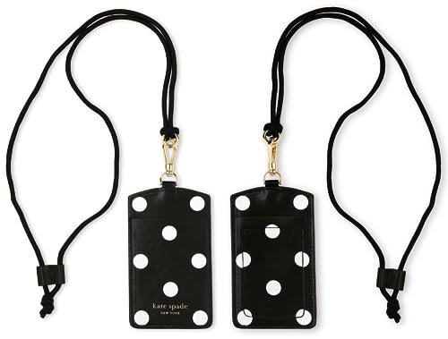 Kate Spade New York ID Badge Holder with Lanyard, Vegan Leather Slim Card Wallet, Name Tag Case for Work, School, or Travel (Picture Dot)