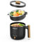 Audecook Electric Hot Pot, 1.5L Portable Non-Stick Mini Multifunctional Cooker, Shabu Hot Pot, Electric Skillet (Black2, 1.8 Litres)