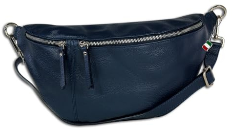 Florence Echtleder Gürteltasche extra groß Damen blau Bauchtasche Jugend OTF820B Leder Gürteltasche