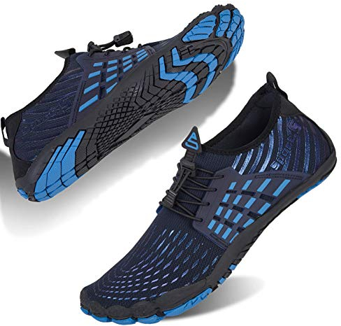 Herren Damen Badeschuhe Strandschuhe Wasserschuhe Schwimmschuhe Aquaschuhe Sommer Surfschuhe Barfußschuhe Schnelltrocknend(Blau,45 EU)