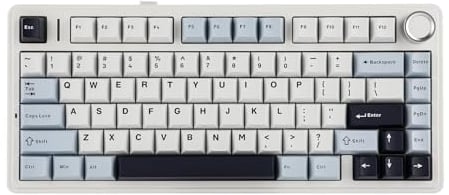 EPOMAKER x Aula F75 Gasket Mechanische Tastatur, 75% Hot swap-fühige Gaming-Tastatur mit Fünf-Schicht-Polsterung&Knopf, Bluetooth/Wireless/USB-C, RGB (Light Blue, LEOBOG Reaper Switch)