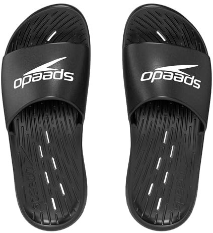 Speedo Men's Slides | Pool Sliders | Quick Dry, Black, 11 UK