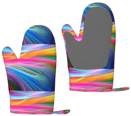 Rainbow Ocean hitzebeständige rutschfeste Ofenhandschuhe aus Silikon für die Küche (ein Paar) zum Kochen, Grillen, Backen