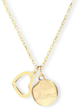 Personalisierte Herz Kette mit Gravur als Geschenk für Frauen | zur Geburt | zur Hochzeit | für die Freundin | für Mama (Gold)