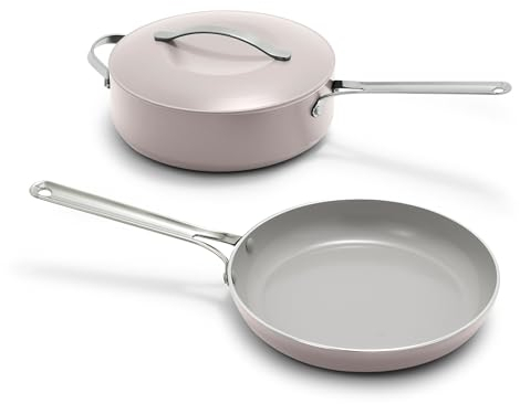 GreenPan Nova 10” Frying Pan Skillet and 4.37QT Sauté Pan with Lid, Oprah’s Favorite Things 2024, PFAS-Free Ceramic Nonstick, Induction Suitable, Sear, Fry, Broil, Dishwasher & Oven Safe, Clay