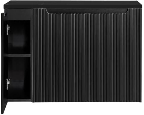 Lomadox Meuble de salle de bain - 100 cm - Noir - 40 cm de profondeur - 3 portes (l x H x P) : environ 100,4/59,5/40 cm