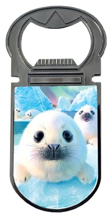 3D LiveLife Bottle Openers - Seal Pups from Deluxebase. Seal Magnetic Drink Opener with Lenticular 3D Image. Fridge Magnet Gifts for Kitchen and Bar Accessories.