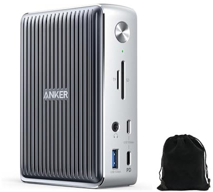 Anker 577 Docking Station 13-in-1 Thunderbolt 3 Dock, 85W Charging, Dual 4K Display, 40Gbps Data Transfer, USB-C PD, HDMI, Ethernet, SD Card Reader, for MacBook Pro/Air, Dell, Lenovo, Includes Pouch