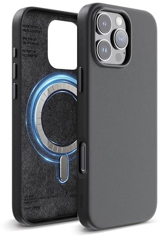 elago Magnetic Leather Case Compatible with iPhone 16 Pro Max Case, Compatible with All MagSafe Accessories, 6.9 inch - Built-in Magnets, Vegan Leather, Shockproof, Water-Resistant (Black)