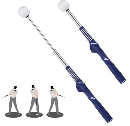 Retractable Golf Training Aid, Practical Swing Trainer Portable Golf Grip Training Aid Stretchable Golf Alignment Sticks for Indoor Practice Warm-up Tempo Chipping Hitting Training (Blue)
