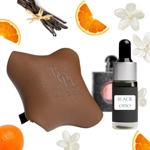 BLACK OPIO Auto Parfüm I Autoduft I Auto Lufterfrischer I Autoduft mit eigenem parfum | Echtleder | Lang anhaltende Autozubehör Innenraum | Car Perfume | 10 ml Duftöl