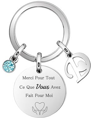 26 Lettres Porte-Clés Merci Pour Tout Ce Que Vous Avez Fait Pour MoiCadeau De Remerciement Porte-Clés Pour Femme Merci Femme Prénom Anniversaire Diplômé,Pour Professeur Maman Grand-mère Collègue (D)
