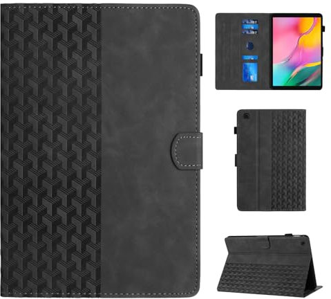 CASAFUNY Hülle für Samsung Galaxy Tab A 10,1 T510/T515 2019, PU Leder Multi-Winkel Folio Schutzhülle für Samsung Tab A 10.1 2019 Tablette Hülle für Samsung Galaxy Tab A 10.1 Zoll 2019, Schwarz