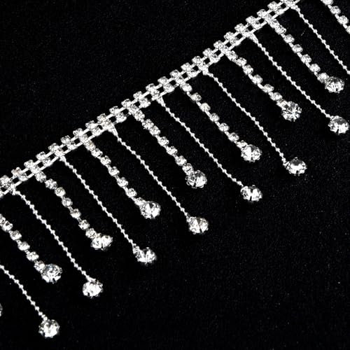 180cm Strass Quaste Kette, strass kette Trim, Diamant Fransen Band, Quaste Kristall Strass-Ketten für Hochzeitskleid Dekoration Bastel DIY Kleidungsstück Nähen Handwerk Hosenkette Hüftkette