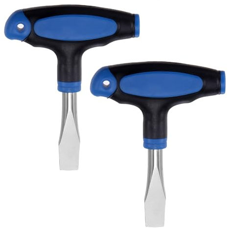2Pcs T Handle Flat Head Screwdriver, 9mm T Handle Slotted Screwdriver, Small Flat Head Screwdriver with Handle for Film Sets, Easy to Used on Quick Release Plate or Camera Tripod Monopod, Blue