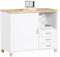 SoBuy Druckertisch Schreibtisch Unterschrank mit 3 Schubladen und 1 offenem Fach Büro Schubladenschrank Aktenschrank Druckerschrank Platzsparender Büroschrank Weiß-Natur 90x75x45cm ASK07-WN
