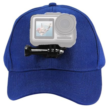CERFFOOL Baseballkappe mit Halterung für GoPro Hero 13 12 DJI Osmo Action 6 5 Pro 4 Kamerahalter Action Kamera Zubehör Schnellverschlusshalterung (Blau)