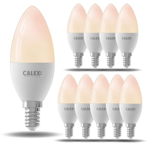 CALEX Smart LED Lampe, E14, B35, Kerze, warmweißes Licht, dimmbar, WLAN App- & Sprachsteuerung, 10er Pack