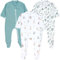 TupTam Baby Unisex Schlafstrampler Mädchen Schlafanzug mit Fuß Jungen Spieler 3er Pack, Farbe: Tiersafari Blätter Salbei, Größe: 50