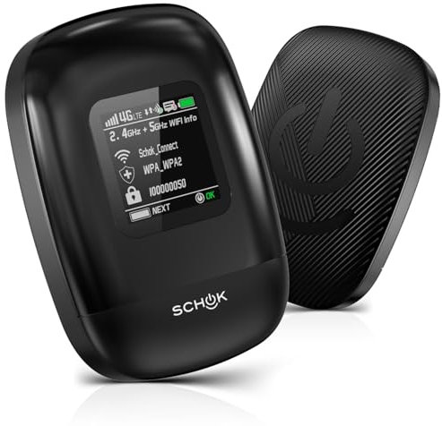 SCHOK Punto de acceso móvil 4G LTE - Cat 12 WiFi portátil para viajes, bandas dobles (2.4 GHz/5 GHz), descarga de alta velocidad de 600 Mbps, soporta 16 dispositivos conectados, desbloqueado solo para