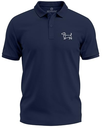 Neverless® Poloshirt Herren mit Dackel Print – Kurzarm Polohemd aus Baumwolle – Hundemotiv im Polygon-Stil –Modern Fit