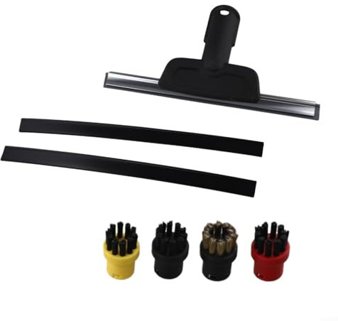 Dampfreiniger Zubehör Set mit Fensterabzieher Glasschaber Rundbürsten für SC1 SC2 SC3 SC4 SC5 Serie Schwarz 7 Pack Streak Window Tool