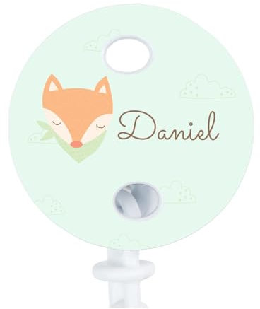 Wanapix | Catenella Portasucchietto Personalizzata | Catena per Succhietto per Neonati | Portasucchietto per Bambini | Inchiostri Atossici | Volpacchiotto