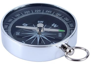 BAFOVY Camping Compass Wanderkompass Outdoor -Kompass Silber Tragbarer Taschenkompass mit Leuchtendem Zeiger Hoher Genauigkeit Aluminium Fall für Navigation Überlebensnotfall