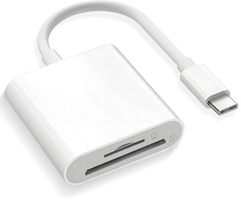 USB C SD Card Reader Type-C Dual Slot Memory Card Reader for iPhone 16/15 Series, iPad Pro, MacBook Pro/Air, Galaxy S24/23, More, Trail Camera Camcorder Recorder Viewer