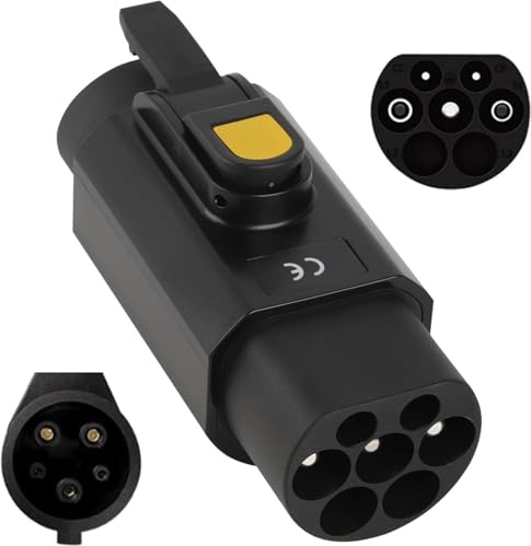 ANEELV Adaptateur de type 2 vers type 1 EV - Adaptateur de charge IEC 62196 vers SAE J1772 (32 A/7,2 kW & 16 A/3,5 kW), Charge rapide pour véhicule électrique, prise pour station de charge de voiture