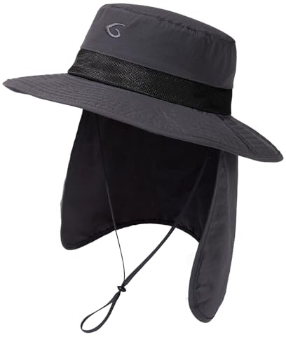 TOP-EX Sonnenhut Herren mit Nackenschutz und UPF 50 | Breite Krempe, Nackenschutz, wasserabweisend faltbar und atmungsaktiv, für Angeln Wandern Garten und Reisen
