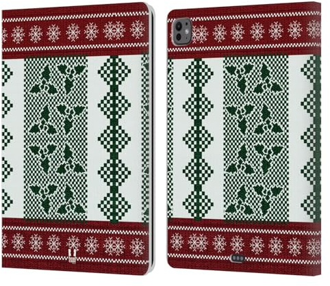 Head Case Designs Handschuhe Gestrickt Weinachten Leder-Wallet-Hülle Kompatibel mit Apple iPad Pro 13 M4 2024