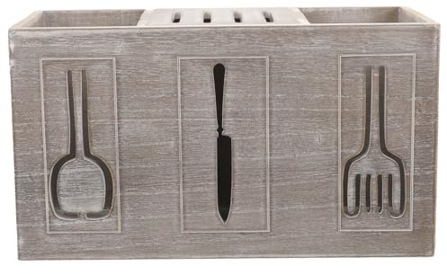 Yardenfun Boîte de Rangement pour Couverts Organisateur de avec Compartiments Porte Couverts Vintage pour Cuisine et Comptoir Boîte de Rangement et Réutilisable