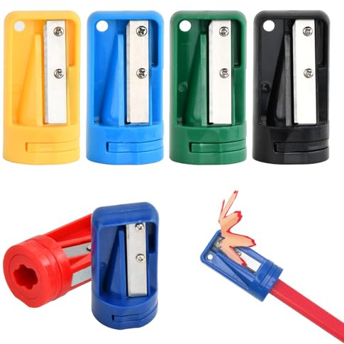6 Stück Anspitzer Bleistift, Bunt Manueller Bleistiftspitzer, Pencil Sharpener, Zimmermannsbleistift Spitzer, Farbe für Tischler, für Schulbüro Haushaltswaren