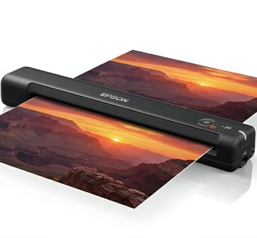Workforce Es-50 Portable Document Scanner for Laptop - Complete Bundle for Pc and Mac – Best Travel Photo Scanner, with Feeder, Wireless, Mobile Friendly, Mini USB Cable Included (Renewed)
