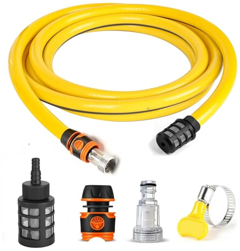 Suction Hose Pipe 3M with Pressure Washer Connector and Filter Compatible with Karcher K2 K3 K4 K5 K6 K7 Series and Bosch AQT Series Pressure Washer Accessories