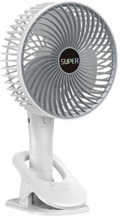 Générique Ventilator mit Klemme, wiederaufladbar über USB, leistungsstark, für Zuhause, Büro, Kinderwagen, Auto, Reisen, Outdoor, Camping, , , Picknick, Sommer
