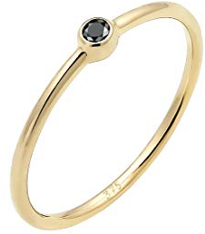 Elli Ring Damen Solitär Elegant mit Diamant (0.03 ct) in 375 Gelbgold