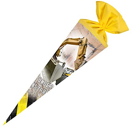 Nestler 5700422 - Schultüte Baustelle, 70 cm, rund, mit Verschluss aus Filz