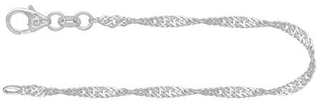 EDELIND Feines Armband Damen 585 Weißgold Bracelet Singapurkette 2.2 mm Armkette 14 K Echtgold Goldarmband mit Stempel Länge 19 cm Made in Germany