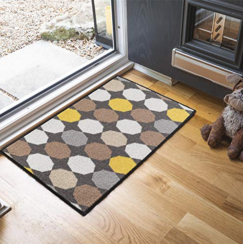 Havana Washable Non-Slip Kitchen Floor Mat, Oval, Gold, 160x220cm